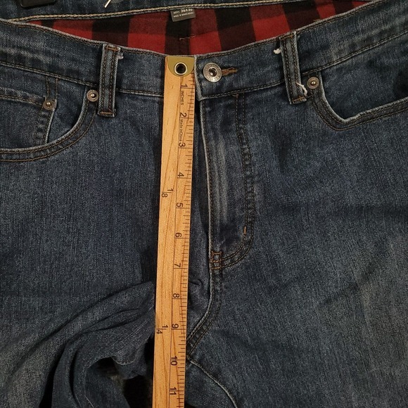 Eddie Bauer Men's 36x30 (Fits 38x29) Red Flannel Lined Blue Wash Straight‎ Fit - Picture 10 of 11